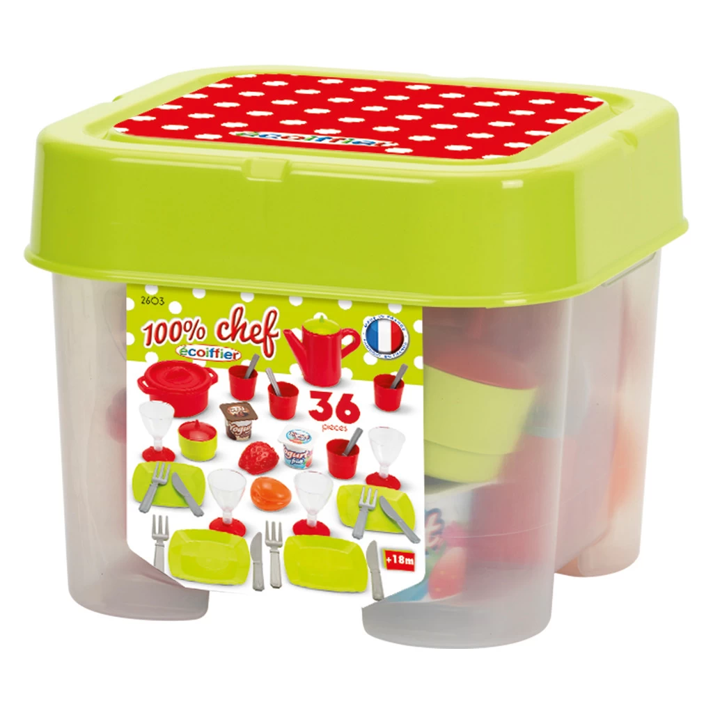 Ecoiffier 100% Chef Servies In Opbergbox 36-delig 2 Ecoiffier 100% Chef Servies In Opbergbox 36-delig - Afbeelding 2