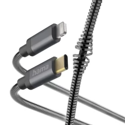 Hama Oplaadkabel Metal USB-C – Lightning 1,5 M Metalen Mantel Antraciet