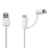 Nedis CCGP39400WT10 2-in-1 Sync And Charge-kabel Usb-a Male – Micro-b Male / Apple Lightning 8-pins Male 1,0 M Wit