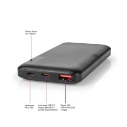 Nedis UPBKPD10000BK Powerbank 10000 Mah 2x 3.0 A Outputs: 2 Output: 1x Usb-a / 1x Usb-c™ Inputs: 1x Micro Usb / 1x Usb-c™ Pd2.0 18w Lithium-polymeer -Beste Speelgoed 5412810401734 7