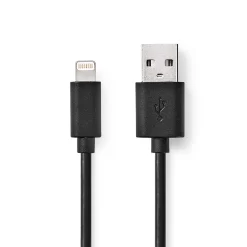 Nedis CCGL39300BK20 Lightning Kabel Usb 2.0 Apple Lightning 8-pins Usb-a Male 480 Mbps Vernikkeld 2.00 M Rond Pvc Zwart Label