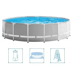 Intex 26726GN Prism Frame Zwembad 457×122 Cm + Filterpomp En Trap + Accessoires Grijs