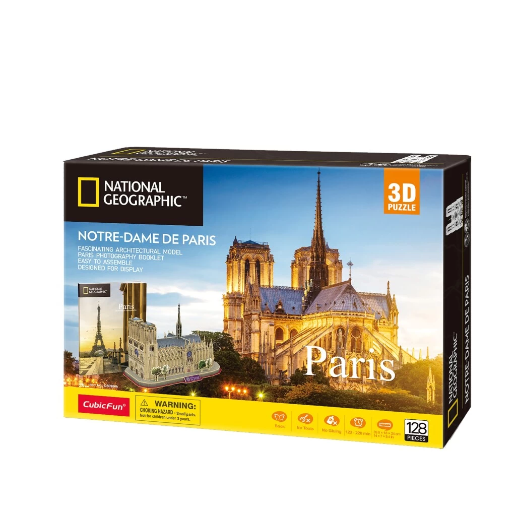 Cubic Fun National Geographic 3D Puzzel Notre-Dame Parijs 128 Stukjes 5 Cubic Fun National Geographic 3D Puzzel Notre-Dame Parijs 128 Stukjes - Afbeelding 5