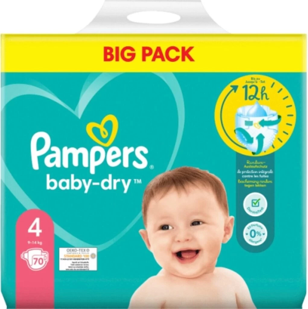 Pampers® Pampers Baby Dry Maat 4 9-4 KG 70 Luiers 1 Pampers® Pampers Baby Dry Maat 4 9-4 KG 70 Luiers