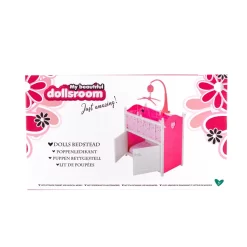 My Beautiful Dollsroom Houten Poppen-Ledikant Met Muziek Roze/Wit