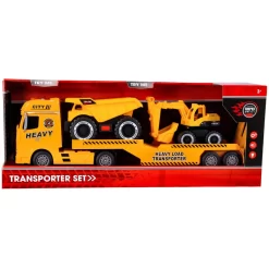 Rapid Wheels Autotransporter + 2 Bouwvoertuigen + Licht En Geluid