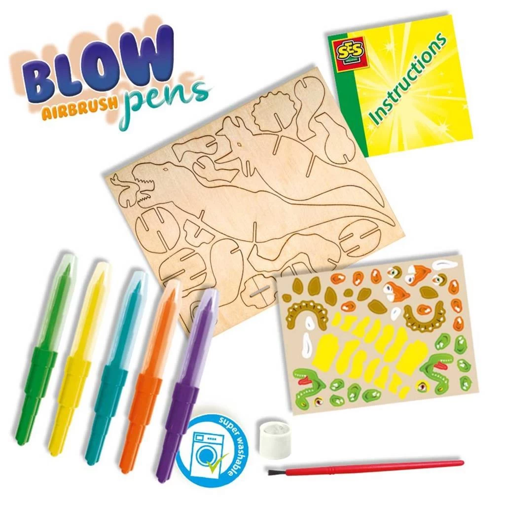 SES Creative Dino Blow Airbrush Pens 2 SES Creative Dino Blow Airbrush Pens - Afbeelding 2
