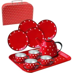 Simply For Kids Tinnen Theeservies Polkadot Met Koffertje -Beste Speelgoed 8717278836492 1