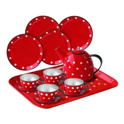 Simply For Kids Tinnen Theeservies Polkadot Met Koffertje